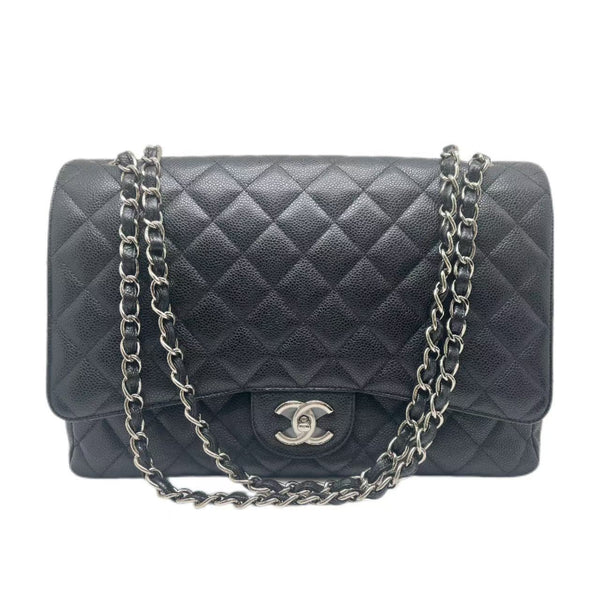 Black Leather Chanel Maxi Bag