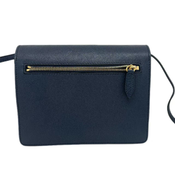 BURBERRY House Check Canvas Ink Blue Leather Small Macken Crossbody Bag