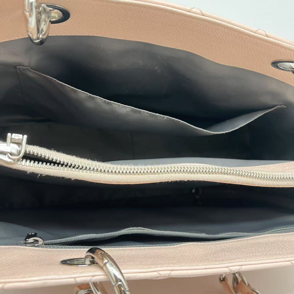 Chanel Light Pink Quilted Caviar Leather Grand Shopping Tote Bag