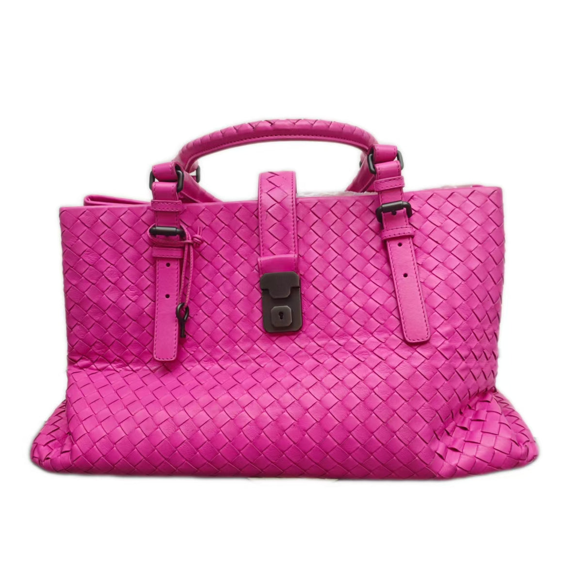 Bottega Veneta Pink Intrecciato Woven Nappa Leather Roma Tote Bag