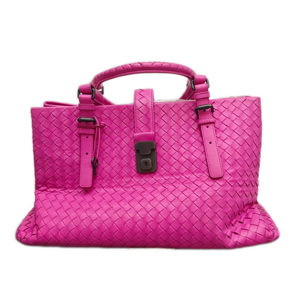 Bottega Veneta Pink Intrecciato Woven Nappa Leather Roma Tote Bag