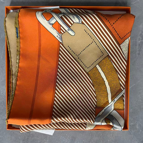 Hermes Orange Parme Gris Silk