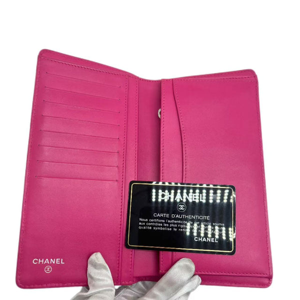 Chanel Pink Quilted Caviar Leather CC Long Wallet