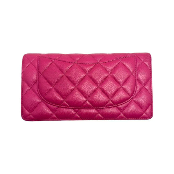 Chanel Pink Quilted Caviar Leather CC Long Wallet