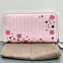 Bottega Veneta Stitched Zip Around Wallet in Light Pink Intrecciato Leather