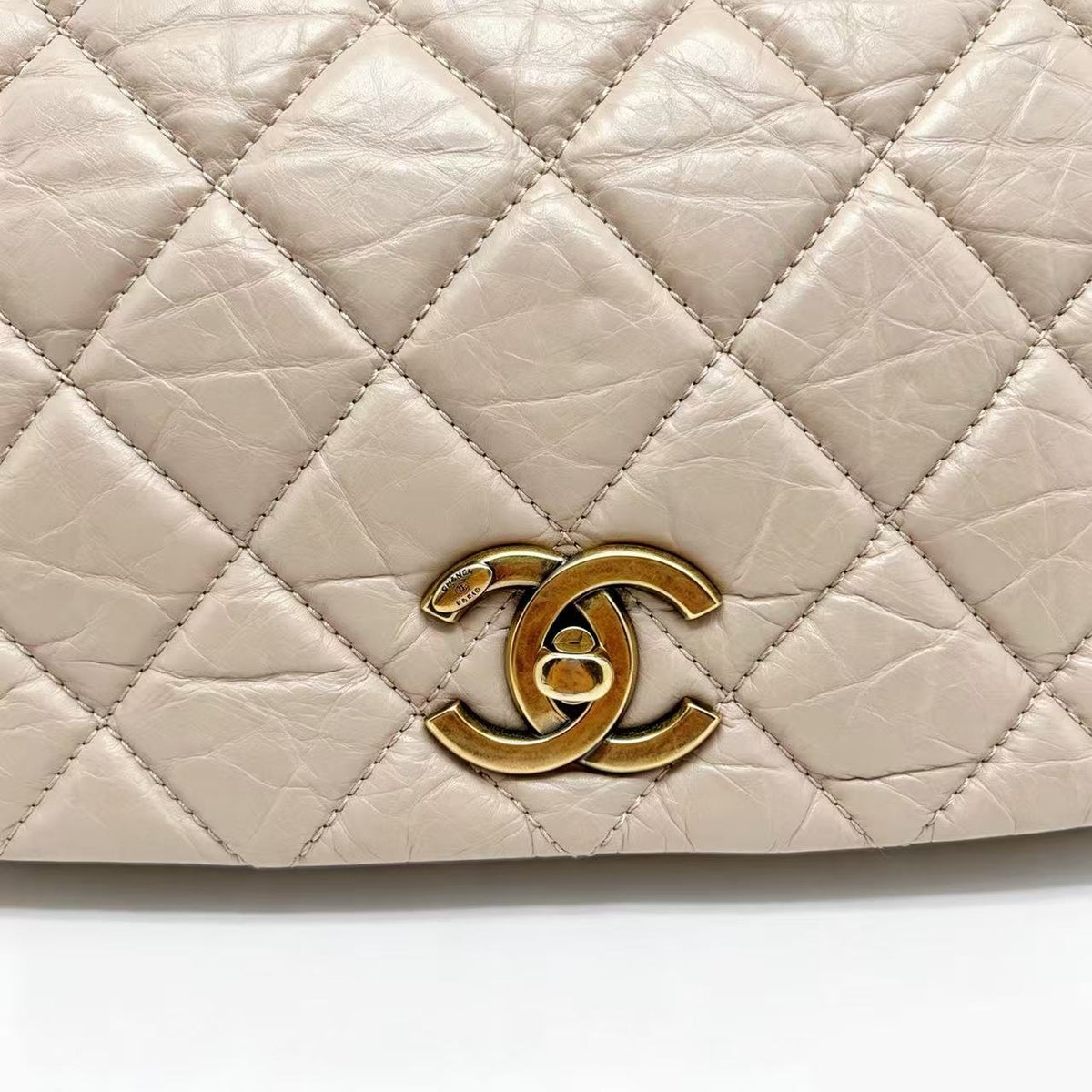 Chanel Aged Calfskin Quilted Large Pondicherry Flap Bag