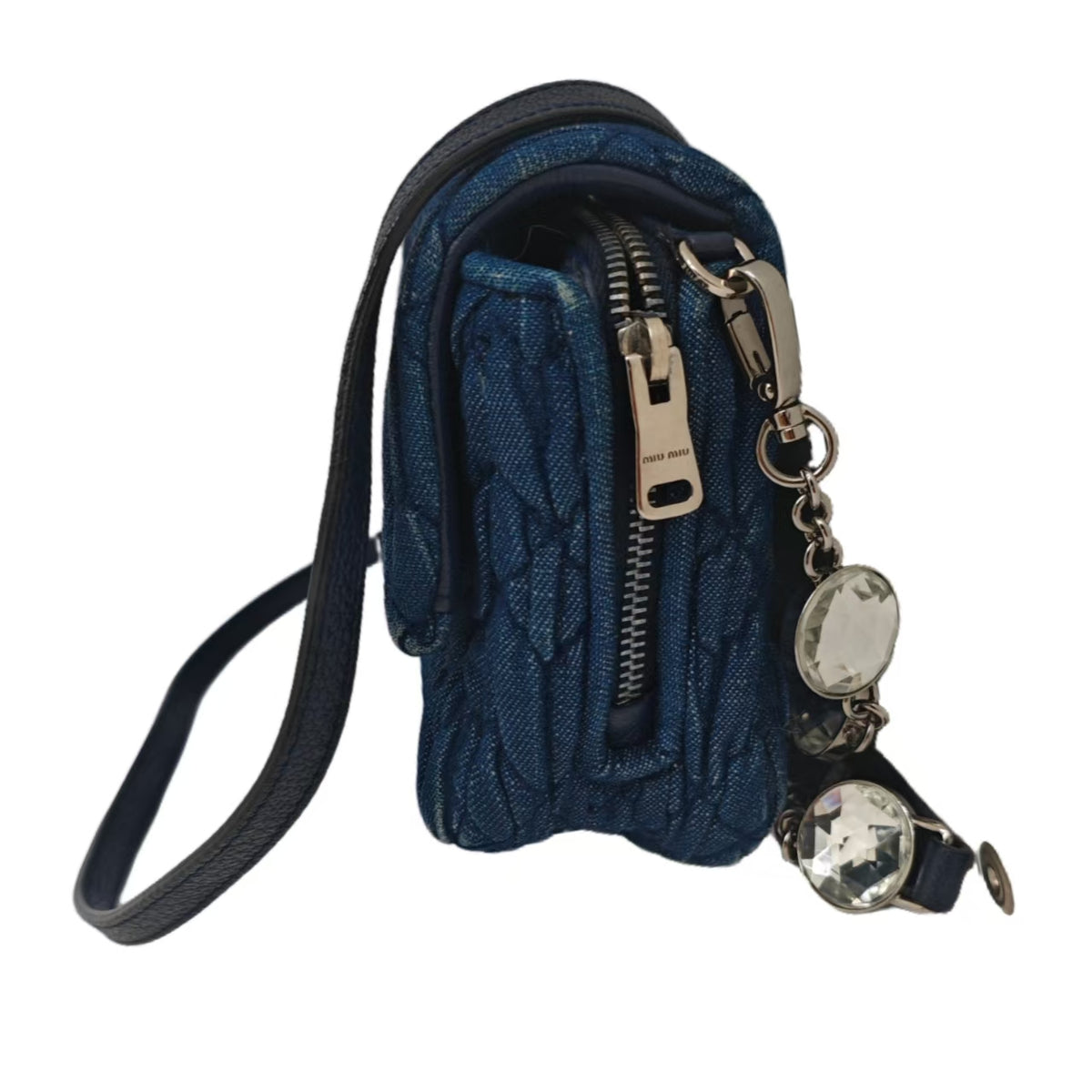 Miu Miu Blue Denim Matelasse Shoulder Bag