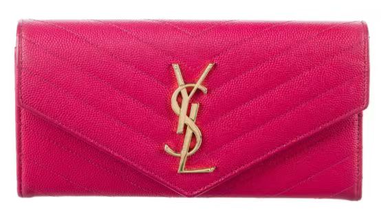 SAINT LAURENT Cassandre Matelassé Large Flap Wallet in Grain de Poudre Embossed Leather