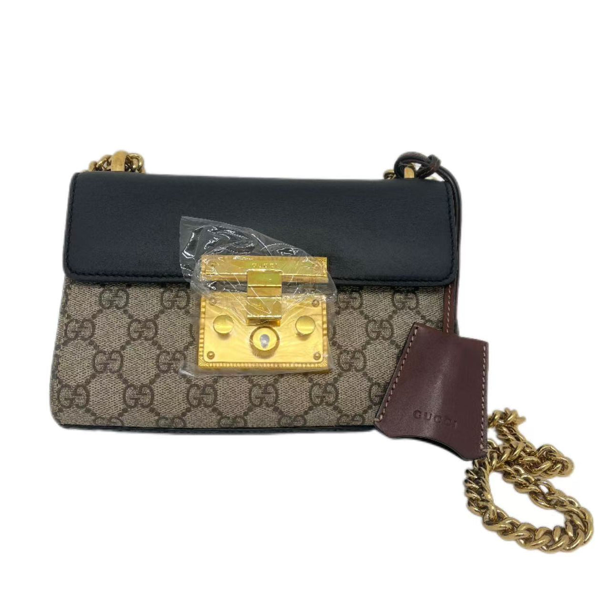 Gucci Brown/Black GG Supreme Canvas and Leather Small Padlock Shoulder Bag
