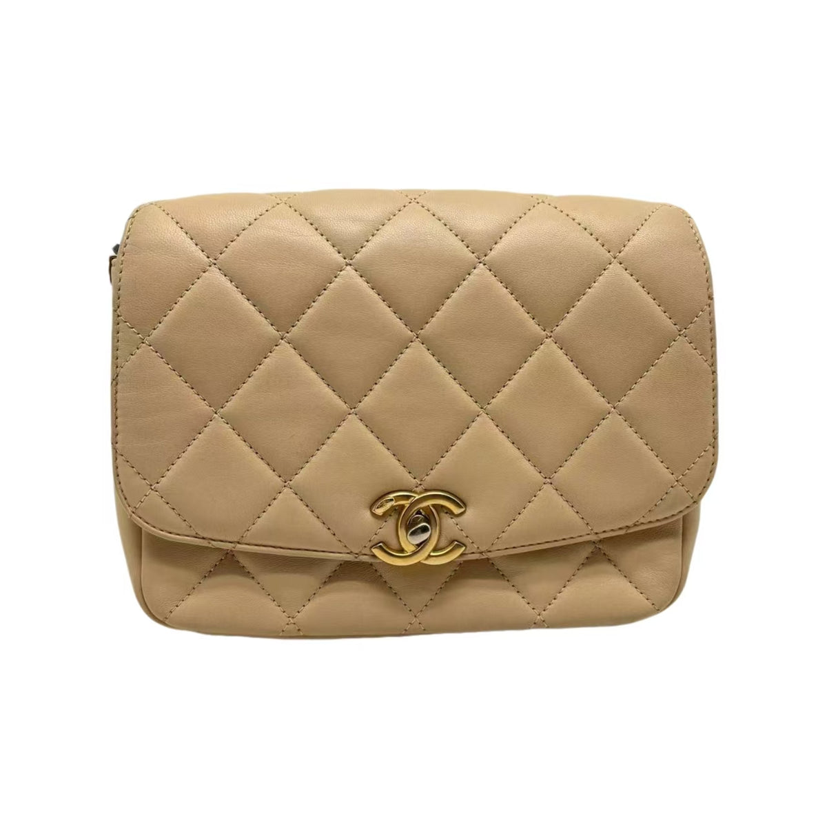 Chanel Matelasse Chain Shoulder Bag Beige