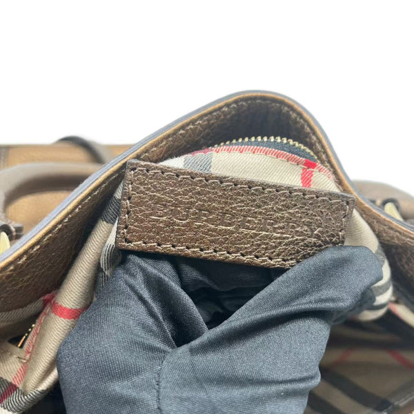 BURBERRY Bronze Leather Golderton Bridle Tote Bag