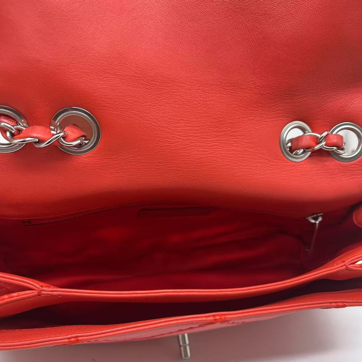 Chanel Red Quilted Lambskin Leather Flap Bag