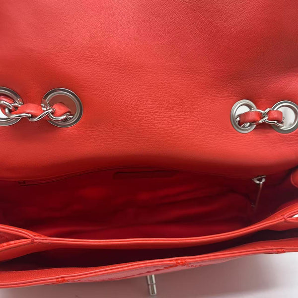 Chanel Red Quilted Lambskin Leather Flap Bag