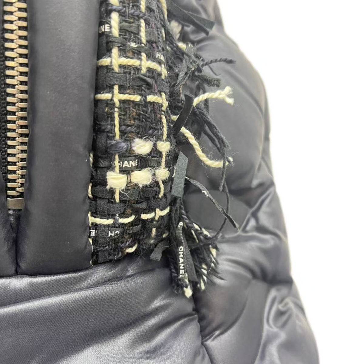 Chanel Black Nylon and Tweed Doudoune Backpack
