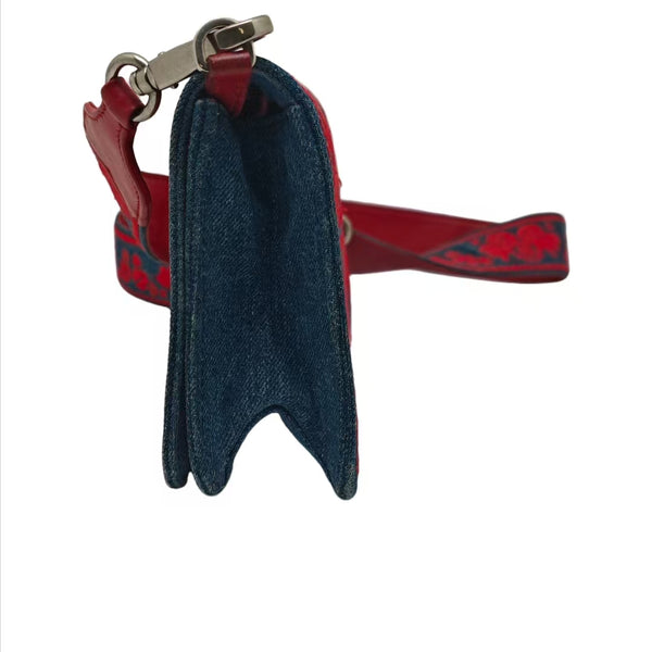 Miu Miu Canvas Long Wallet with Silver Buckle