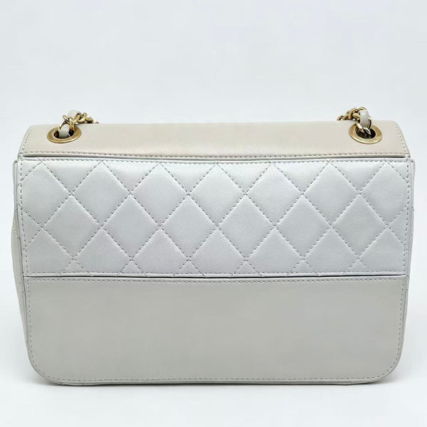Chanel beige and  quilted leather shoulder flap bag
