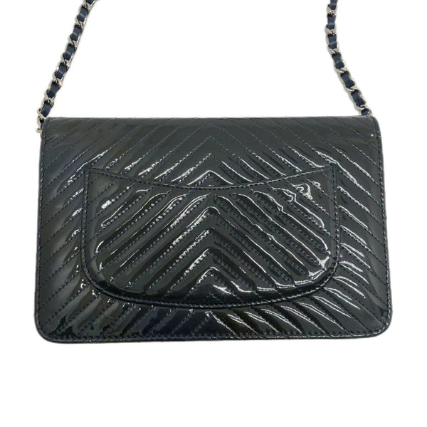 Chanel WOC Chevron Patent Leather Crossbody Wallet On Chain Bag