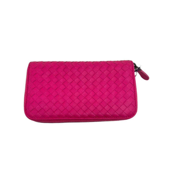 Bottega Veneta Pink Intrecciato Woven Leather Wallet