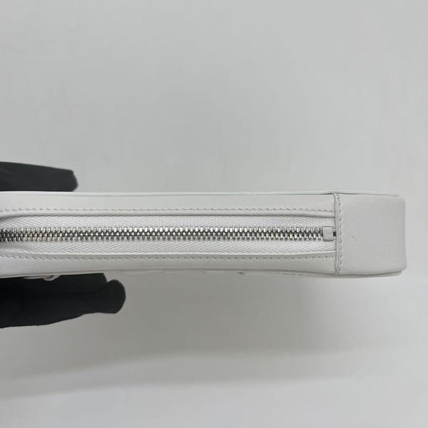 BALENCIAGA Cash Phone And Card Holder Shoulder Bag Leather White