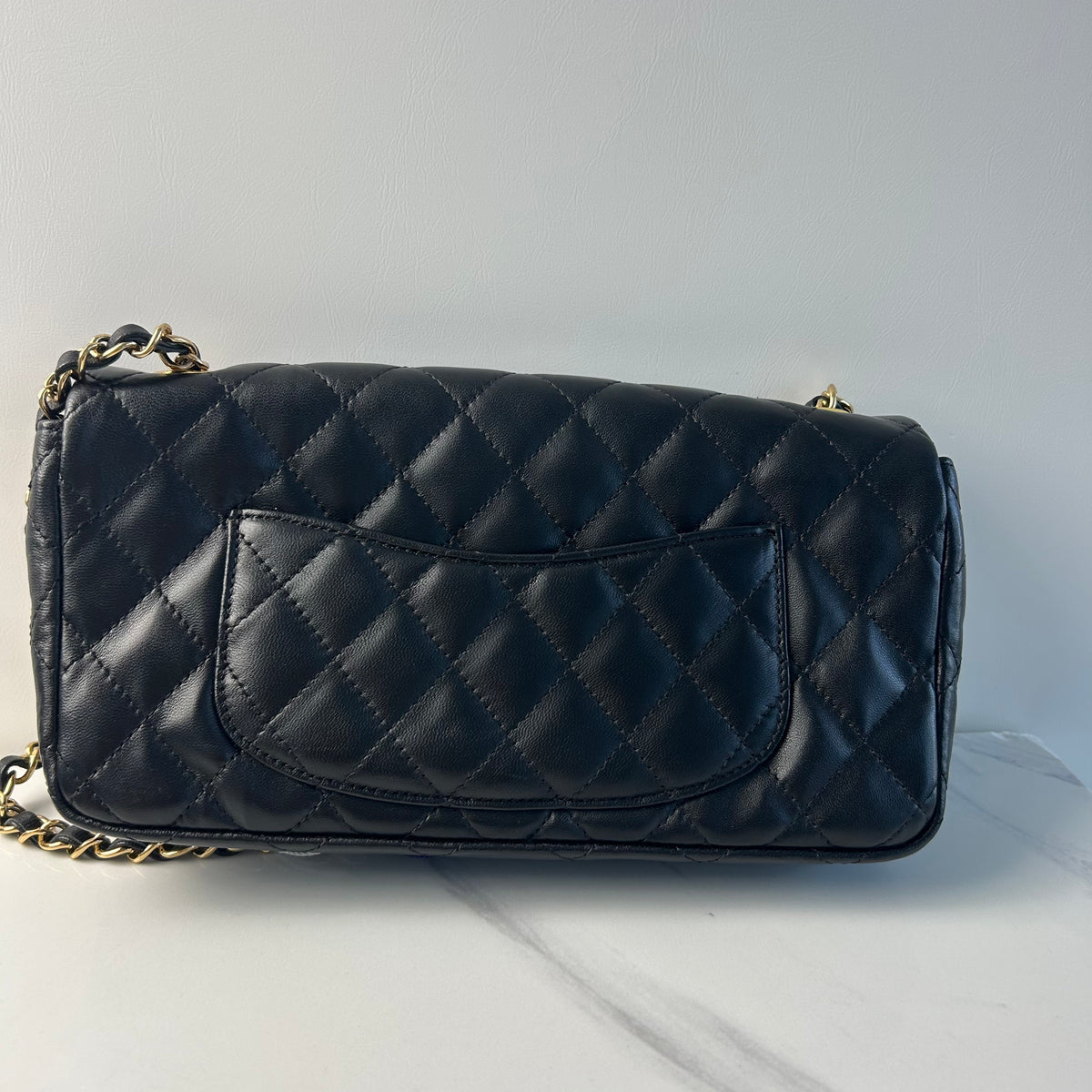 Chanel Black Lambskin Quilted Rectangular CC