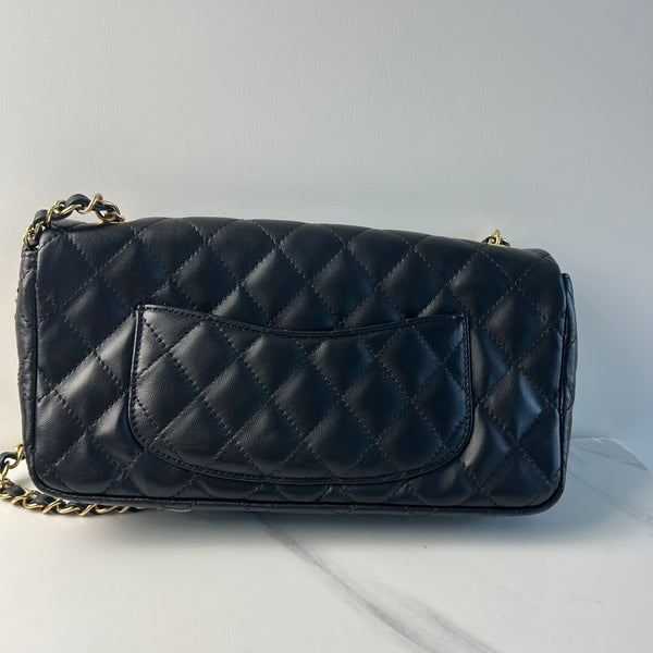 Chanel Black Lambskin Quilted Rectangular CC