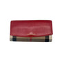 Burberry House Check Canvas & Leather Flap Wallet Red