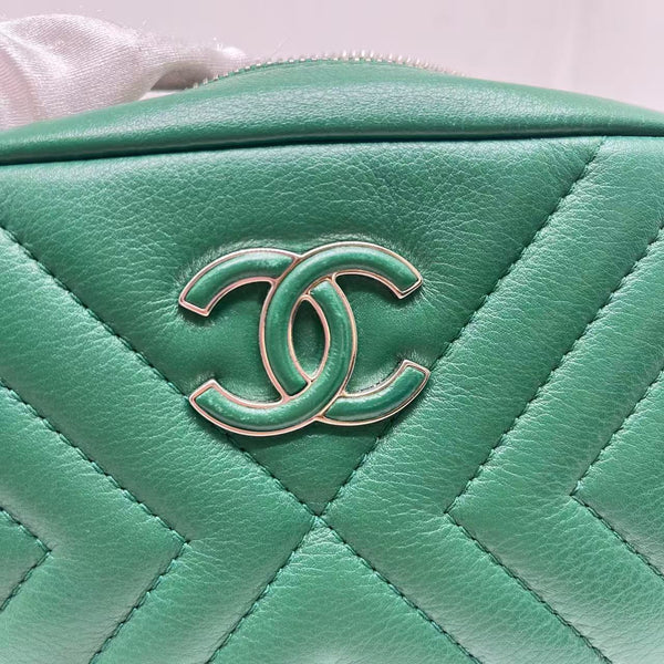 Chanel CC Tassel Bag Diagonal Chevron Calfskin Small