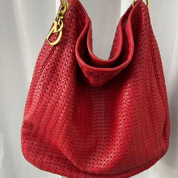Lady Dior Soft Shopper Tote Red Leather