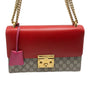 Gucci Red/Pink Leather and GG Monogram Padlock Shoulder Bag