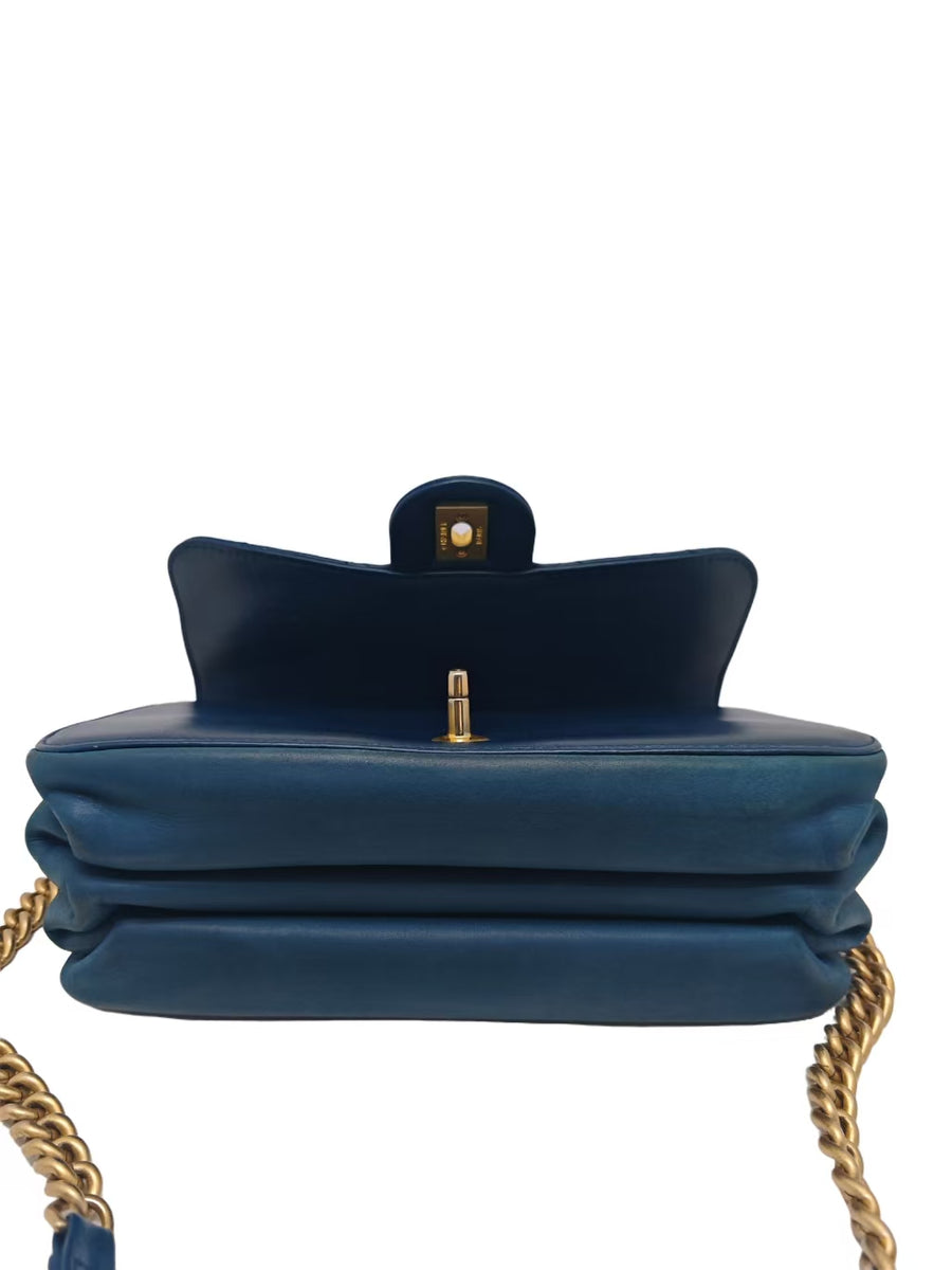 Blue Chanel CC Quilted Calfskin Ombre Flap Shoulder Bag