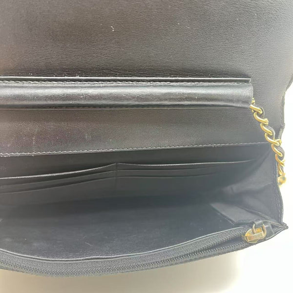 Black Caviar Chanel Boy WOC Wallet on Chain Gold Hardware