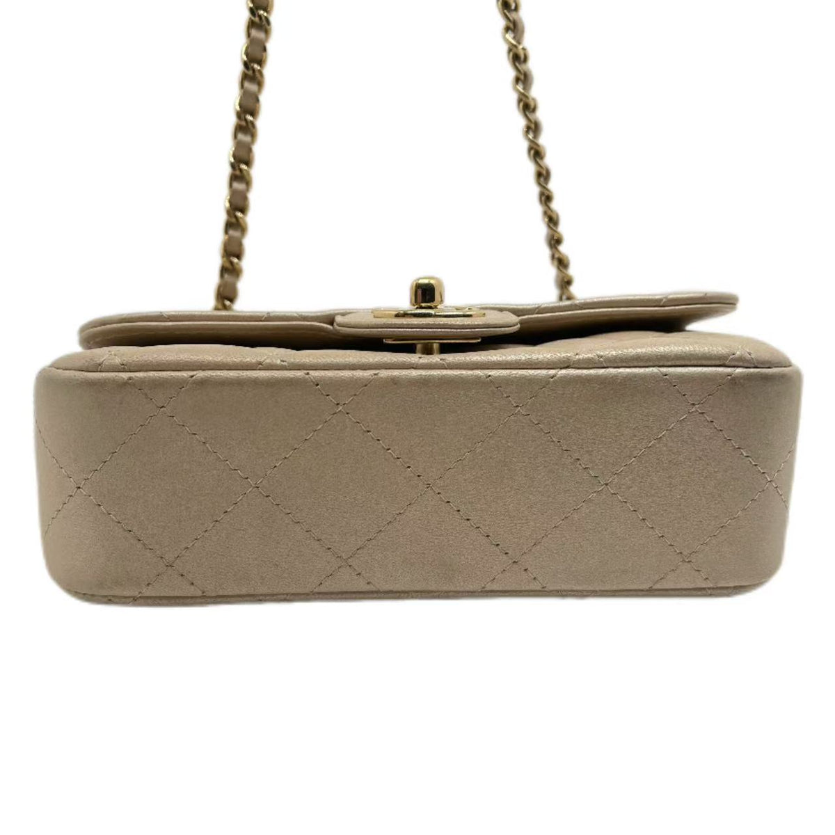 Chanel Classic Metallic Gold Quilted Lambskin Mini Flap Bag