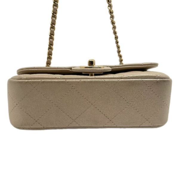 Chanel Classic Metallic Gold Quilted Lambskin Mini Flap Bag