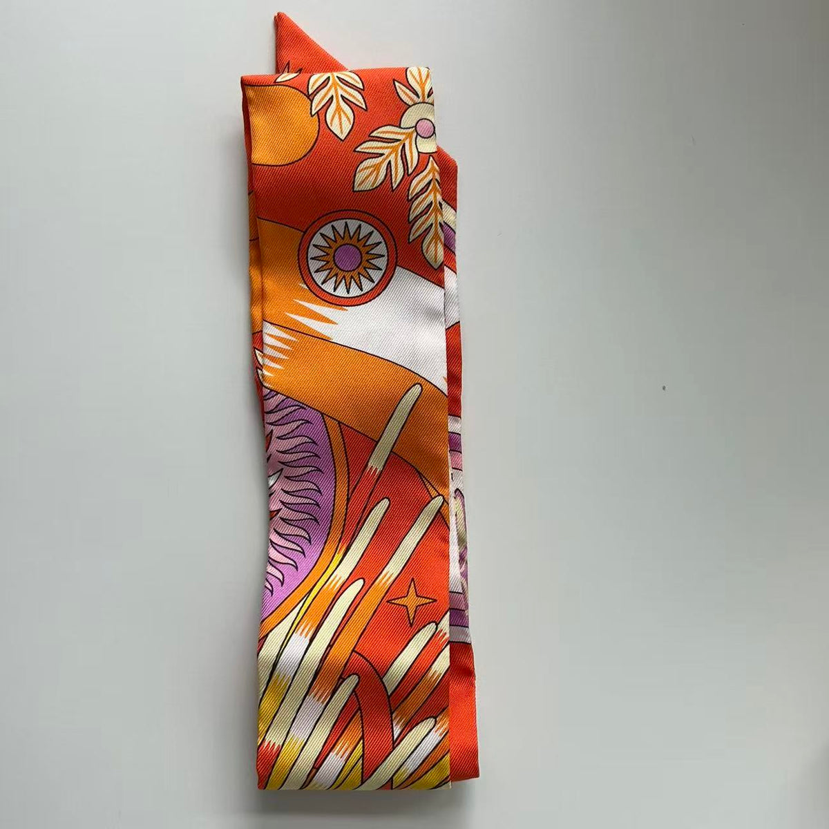 HERMES Silk La Danse Pacifque Twilly Orange