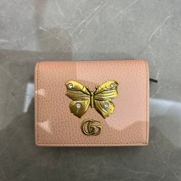 Gucci butterfly mini wallet pink