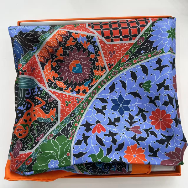 Hermes silk scarf blue