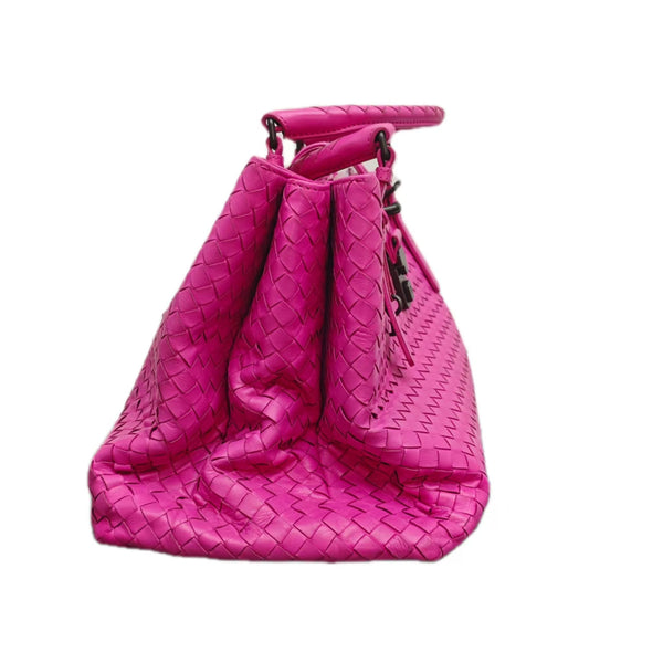 Bottega Veneta Pink Intrecciato Woven Nappa Leather Roma Tote Bag