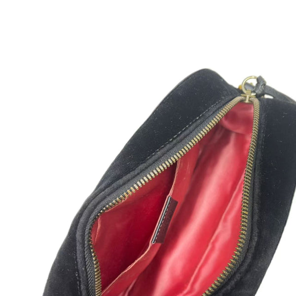 GUCCI Black Quilted Velvet Crystal Stars Marmont Small Camera Bag