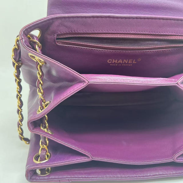 Chanel Purple Leather Classic Flap Bag