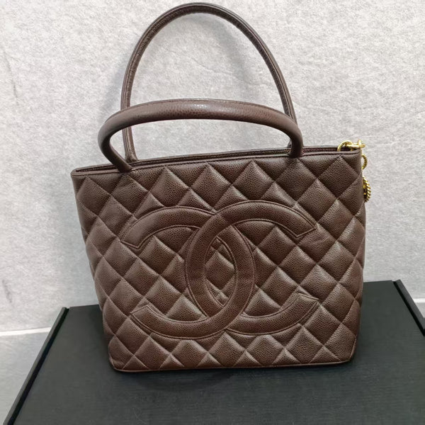 Chanel Medallion Brown Grained Calfskin Leather Tote