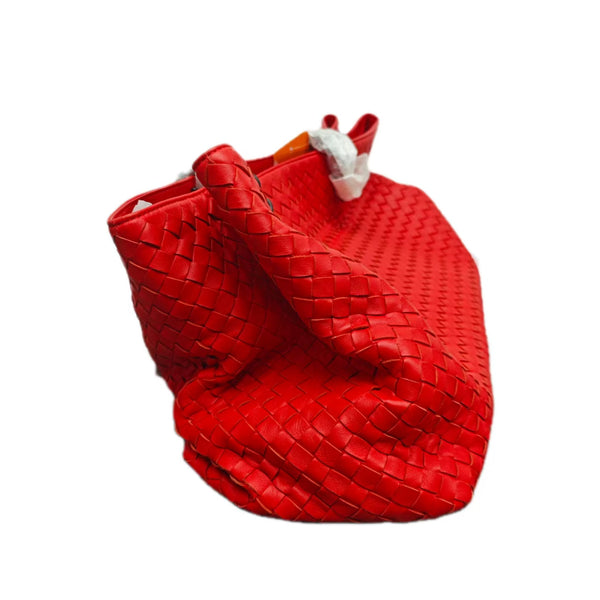 Bottega Veneta Red Intrecciato Leather Tote