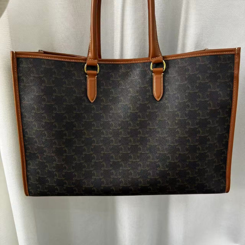 CELINE Triomphe Canvas Calfskin Horizontal Cabas tote