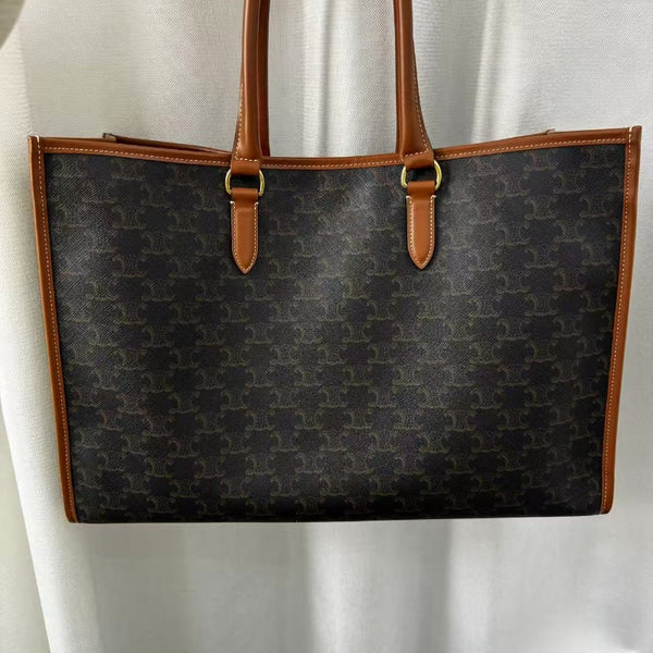 CELINE Triomphe Canvas Calfskin Horizontal Cabas tote