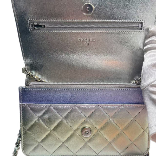Chanel Gradient Metallic Rainbow Calfskin Quilted Wallet on Chain (WOC)