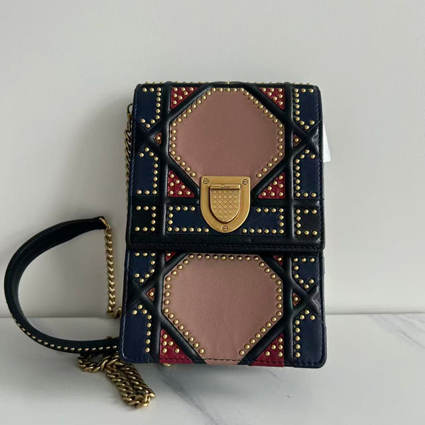 Dior Multicolor Leather Studded Diorama Vertical Chain