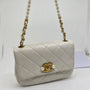 Chanel White Mini Glazed Calfskin Pearl Side Flap