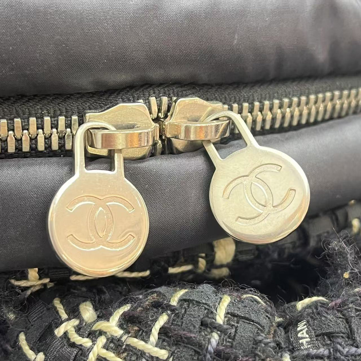 Chanel Black Nylon and Tweed Doudoune Backpack