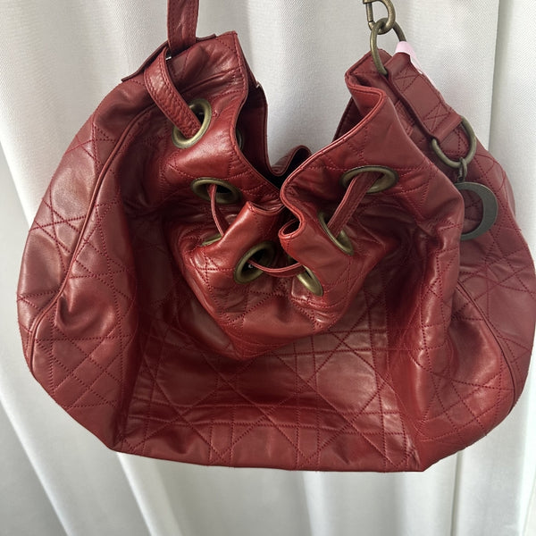 Christian Dior Vintage Lambskin Cannage Bucket Bag