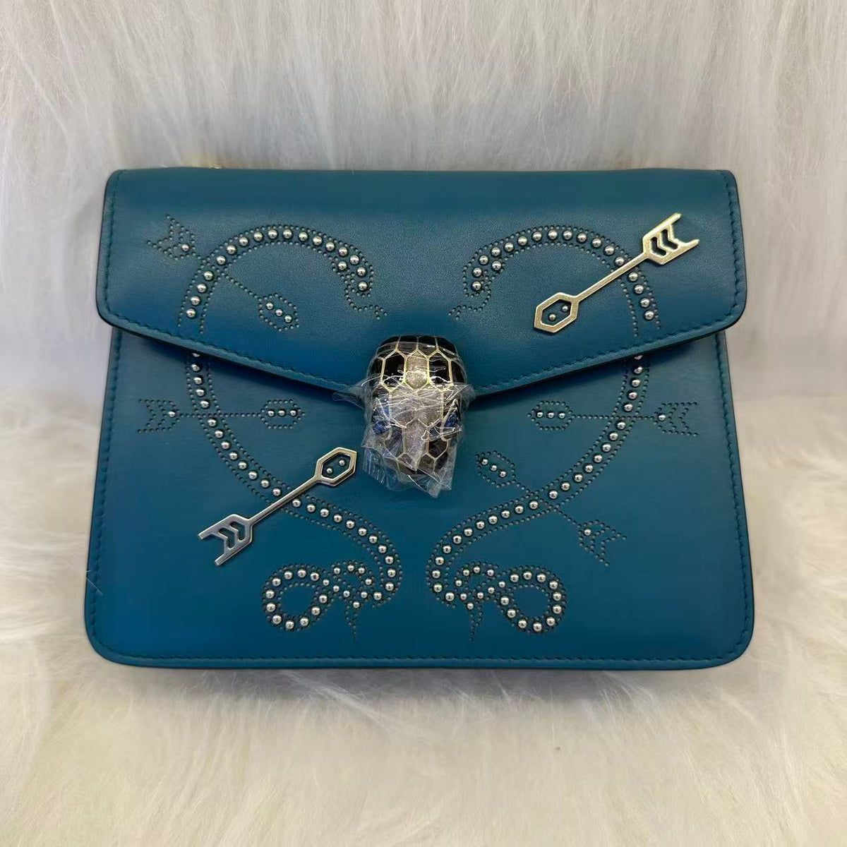 Bvlgari Turquoise Leather Pop Heart Serpenti Forever Shoulder Bag