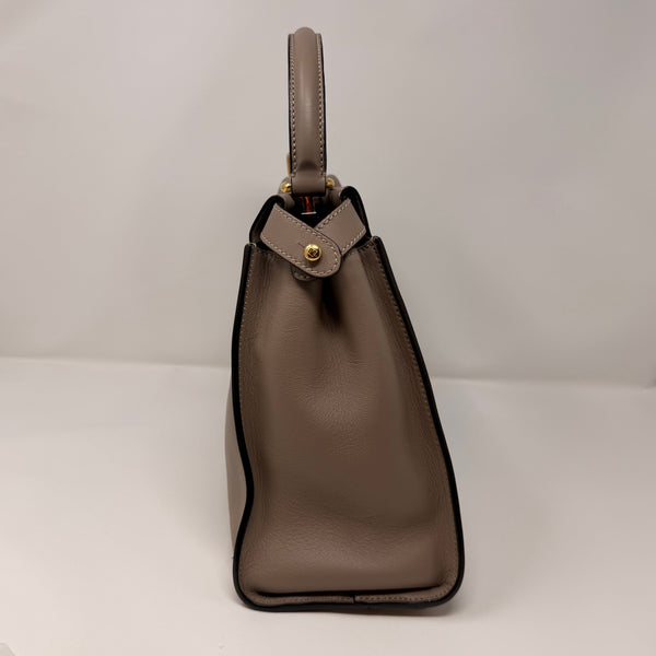 FENDI Vitello Seta Plexiglass Tortoise Medium Peekaboo Iconic Satchel Tortora